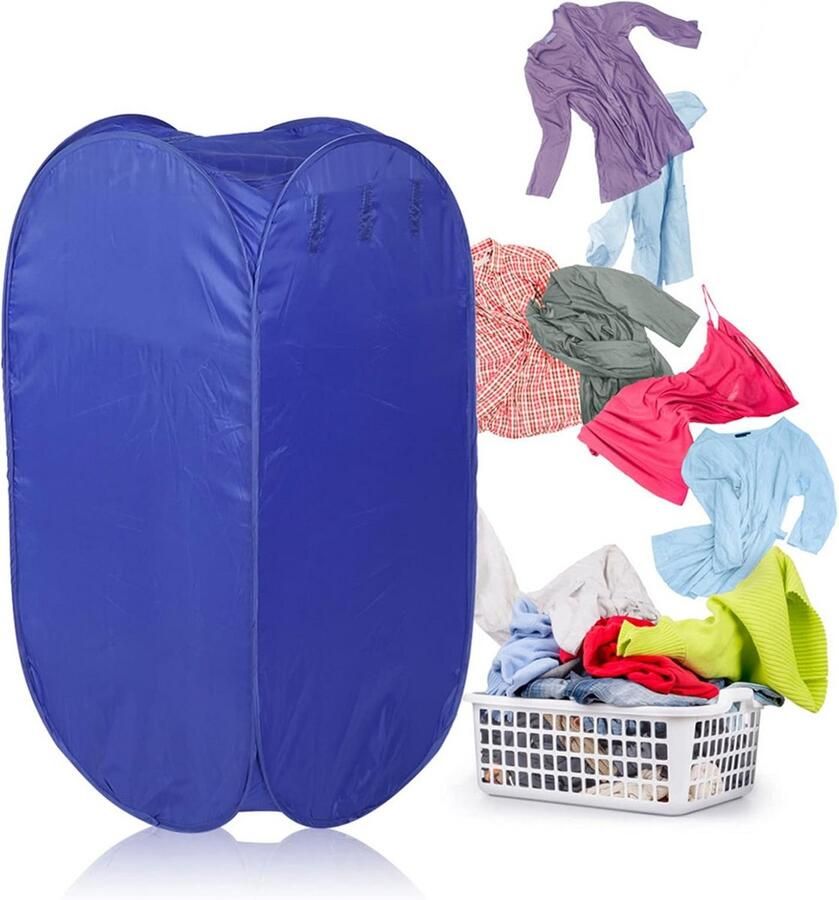 Draagbare Droger Elektrische Kledingdroger Snel Kleding Drogen Opvouwbaar 3-Tier Design 50x50x90cm Blauw