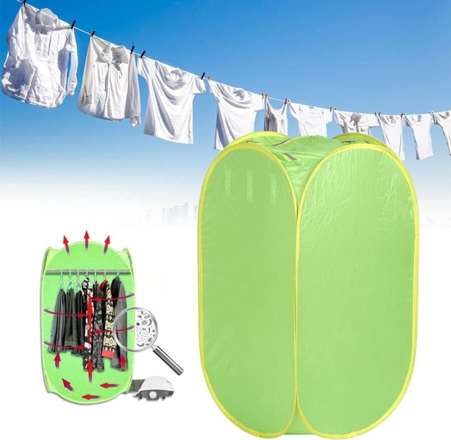 Draagbare Droger Mini Wasdroger Snel Kleding Drogen Opvouwbaar Ontwerp 50x50x90cm Groen