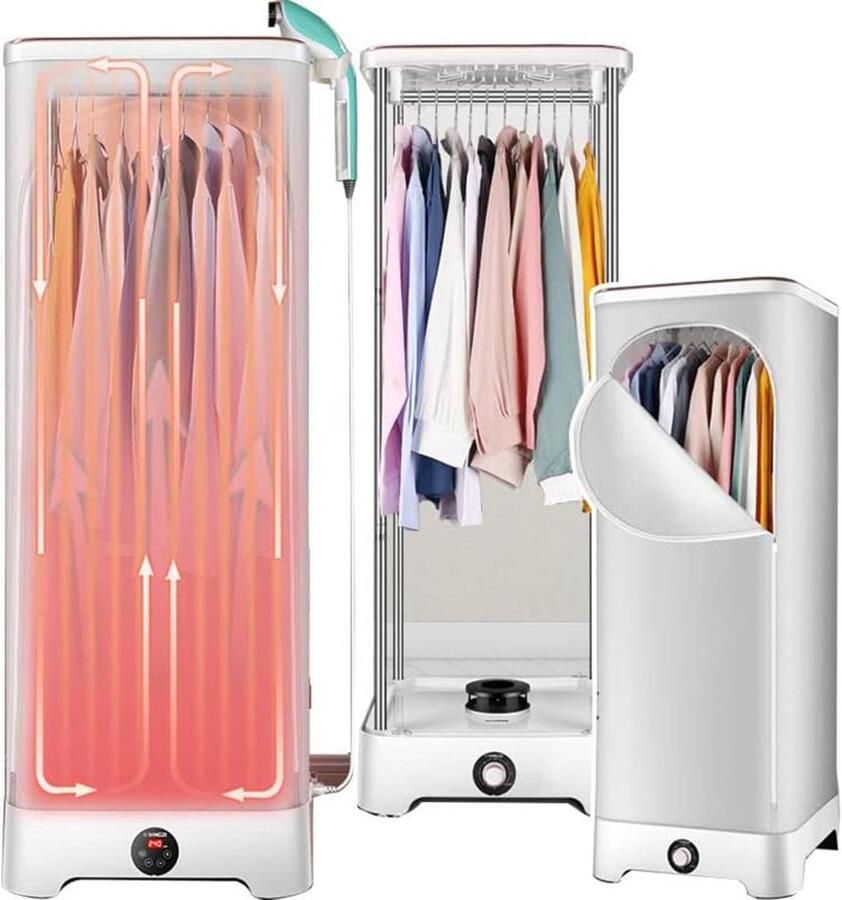 Draagbare Droger Stoomdroger Kreukverwijderaar Kleding Drogen Strijken Automatische Vouwmachine Huishoudelijk Apparaat Wit