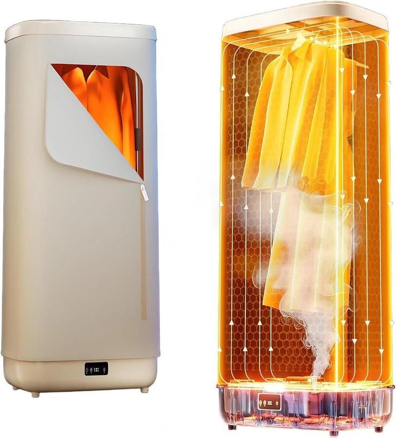Draagbare Kledingdroger Compacte Droogmachine Snel Kleding Drogen Dubbellaags Ontwerp 55 x 37 x 130 cm Wit