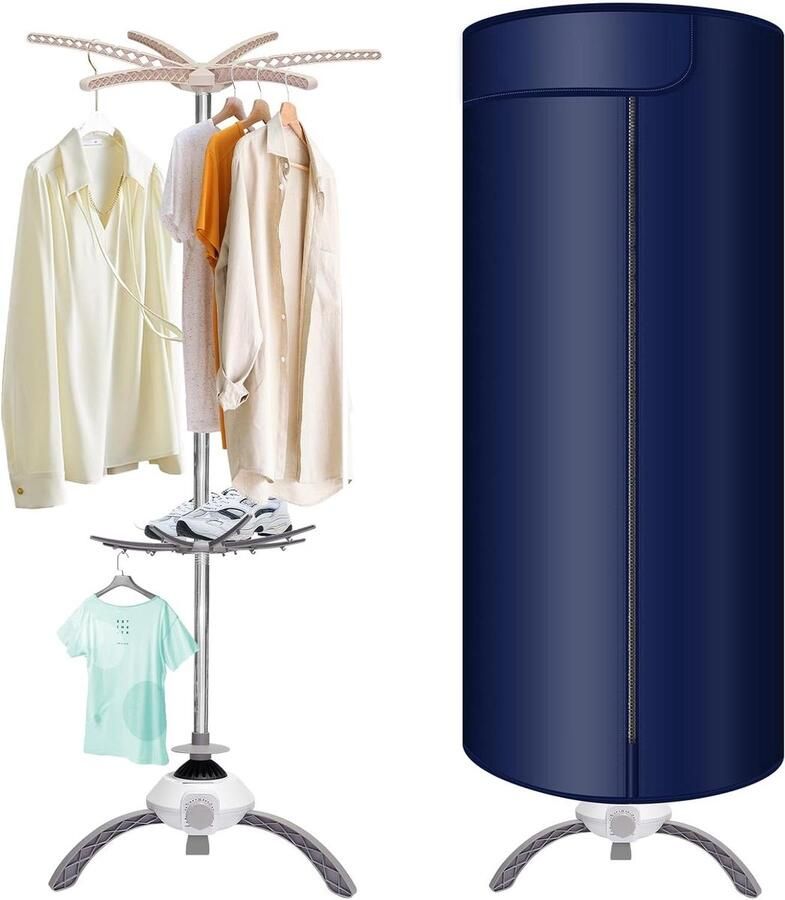 Draagbare Kledingdroger Mini Droger Snel Drogen Grote Capaciteit 12kg Blauw