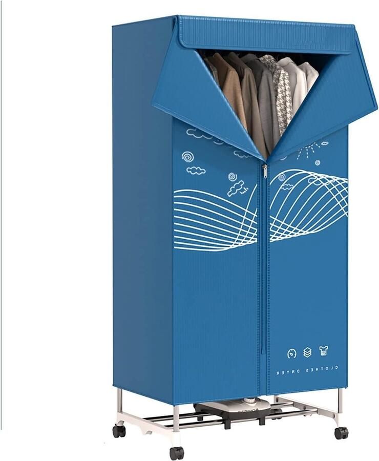 Draagbare Kledingdroger Mini Droogkast Snel Kleding Drogen Dubbele Laag Structuur 72x45x150cm Blauw