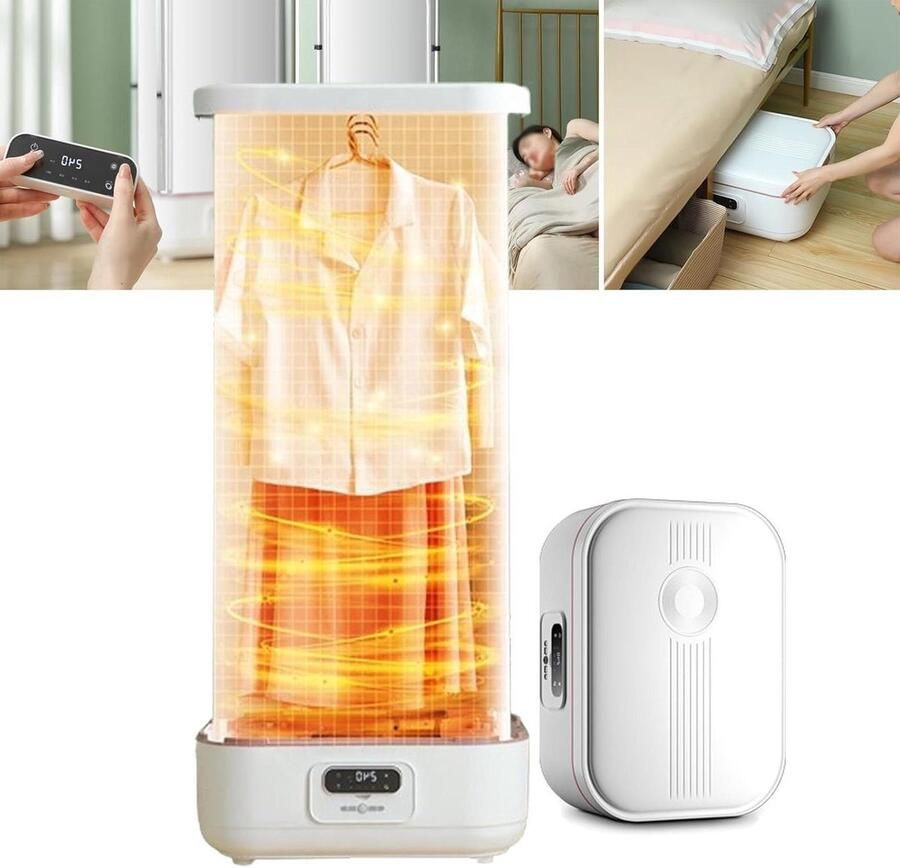 Draagbare Kledingdroger Stoomdroger Snel Kleding Drogen Geurverwijdering Timer 900 W Wit