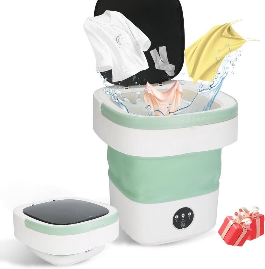 Draagbare mini-wasmachine 12 liter opvouwbare wasmachine met 3 modi en desinfectie met blauw licht ideaal voor babykleding ondergoed en sokken perfect voor reizen kamperen appartementen en