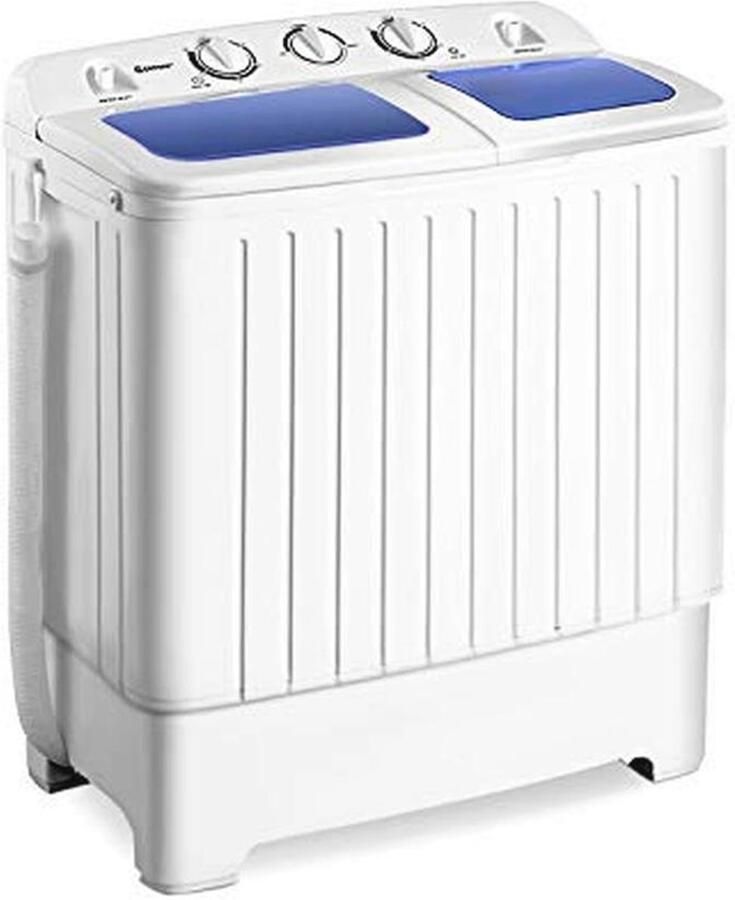 Draagbare Mini Wasmachine Compact en Handig voor Thuis of Reizen Blauwe en Witte Kleur