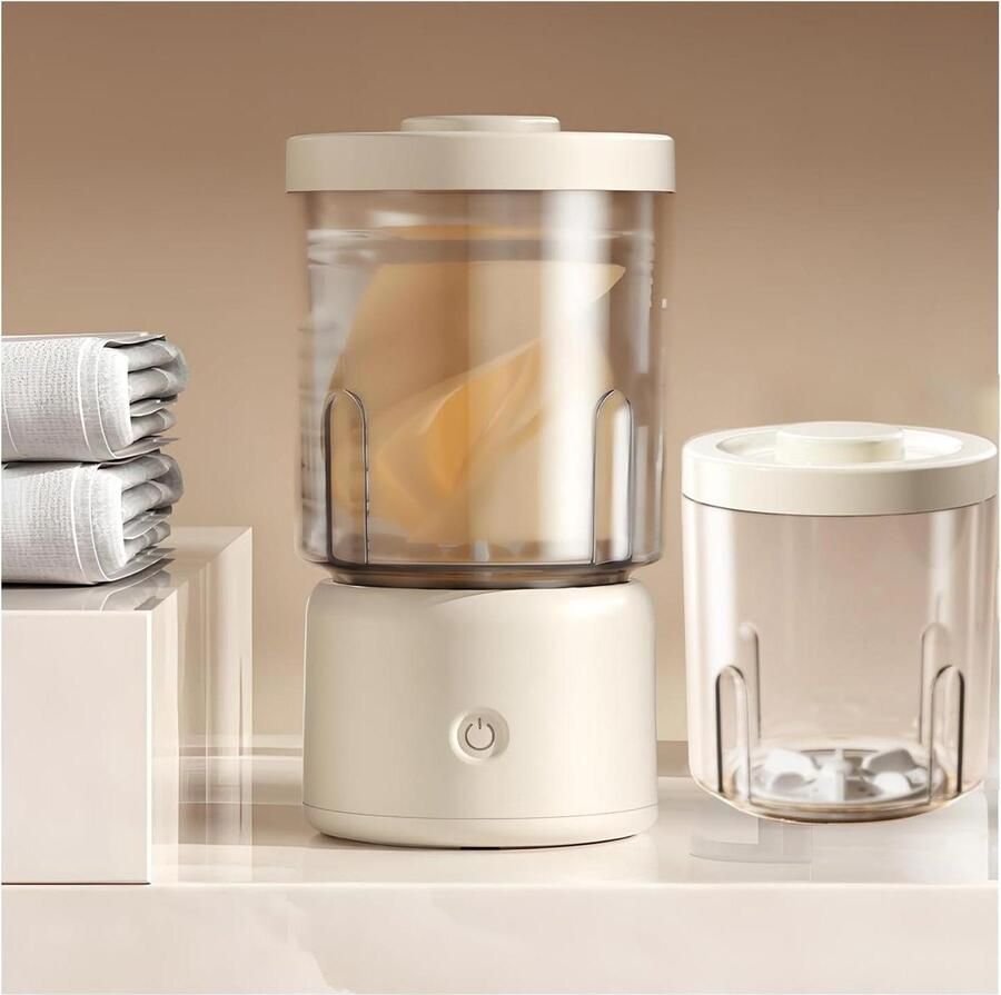 Draagbare mini-wasmachine Compacte waser Reizen en thuis Draadloos ontwerp 1.6L capaciteit Wit