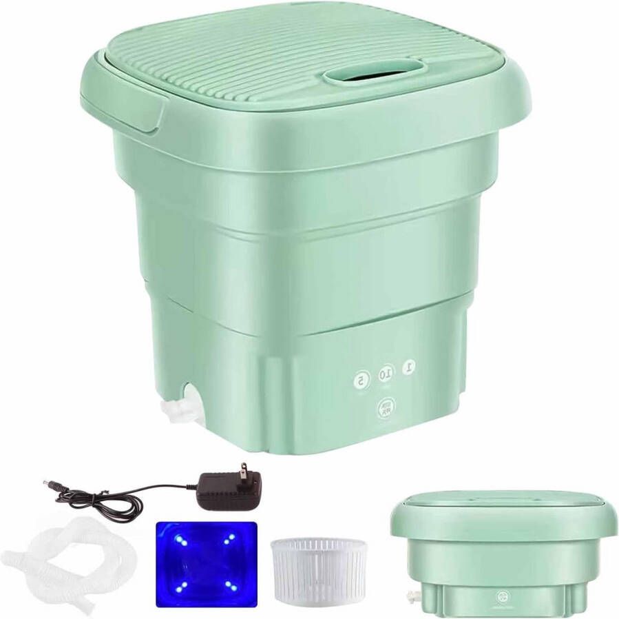 Draagbare Mini Wasmachine Groen Opvouwbaar Stil & Duurzaam Met Afvoerbak Voor Ondergoed & Baby Lichtgewicht & Praktisch Stijlvol & Handzaam Compact & Efficiënt Krachtig & Makkelijk Gebruik