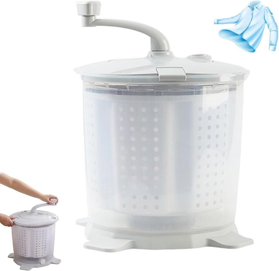 Draagbare Mini Wasmachine Handmatige Centrifuge Snel Kleding Wassen Energievrij Ontwerp Compact Formaat Wit
