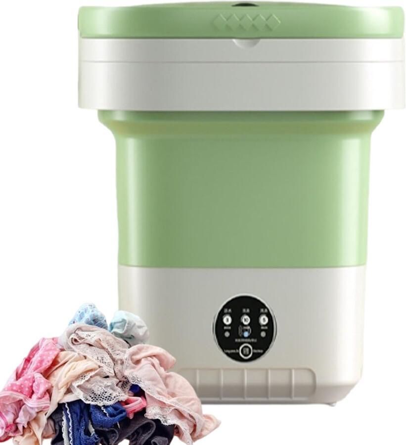 Draagbare mini-wasmachine Opvouwbaar apparaat Lichte kleding wassen Ultrasone turbine reiniging 12 liter capaciteit Groen
