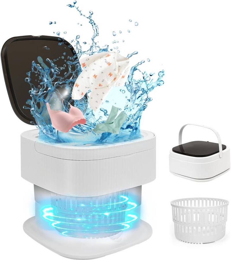 Draagbare Mini-Wasmachine Opvouwbaar met Centrifuge 16 Liter Ideaal voor Kamperen en Reizen
