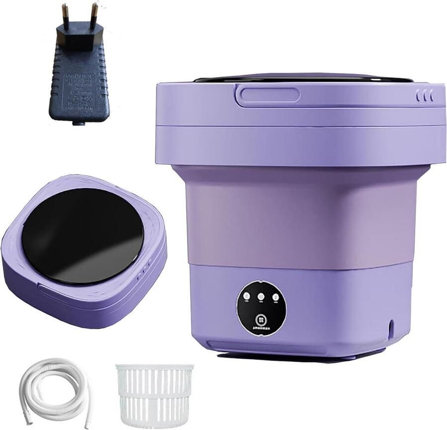 Draagbare Mini Wasmachine Opvouwbare Emmer Kleine Wasjes Compact Opvouwbaar 12 Liter Paars