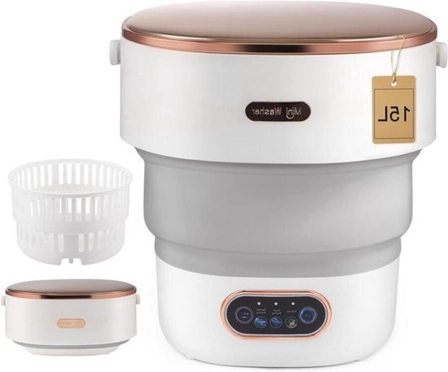 Draagbare mini-wasmachine Opvouwbare wasautomaat Voor klein wasgoed Met centrifugefunctie 15 Liter capaciteit Grijs