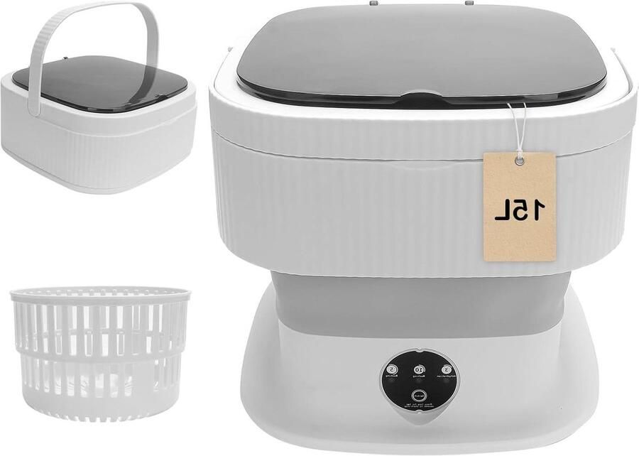 Draagbare Mini Wasmachine Opvouwbare Wasmachine Apartment Wassen Geïntegreerd Wassen Drogen 15 Liter Grijs