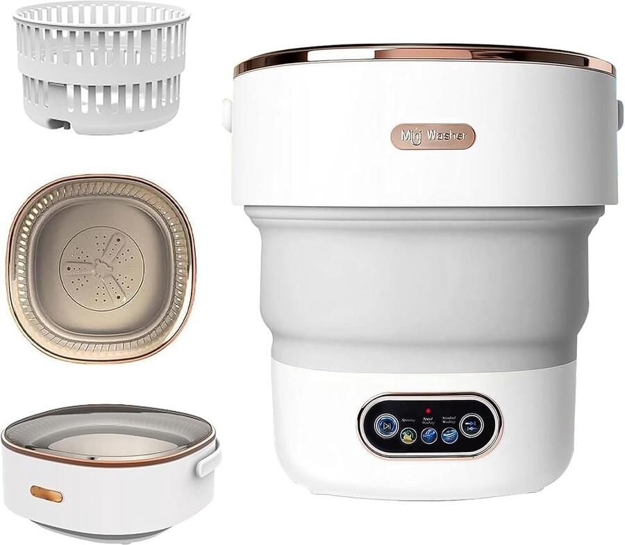 Draagbare Mini Wasmachine Opvouwbare Wasmachine Kleine Wasjes 3 Reinigingsmodi 15 Liter Capaciteit Wit Grijs