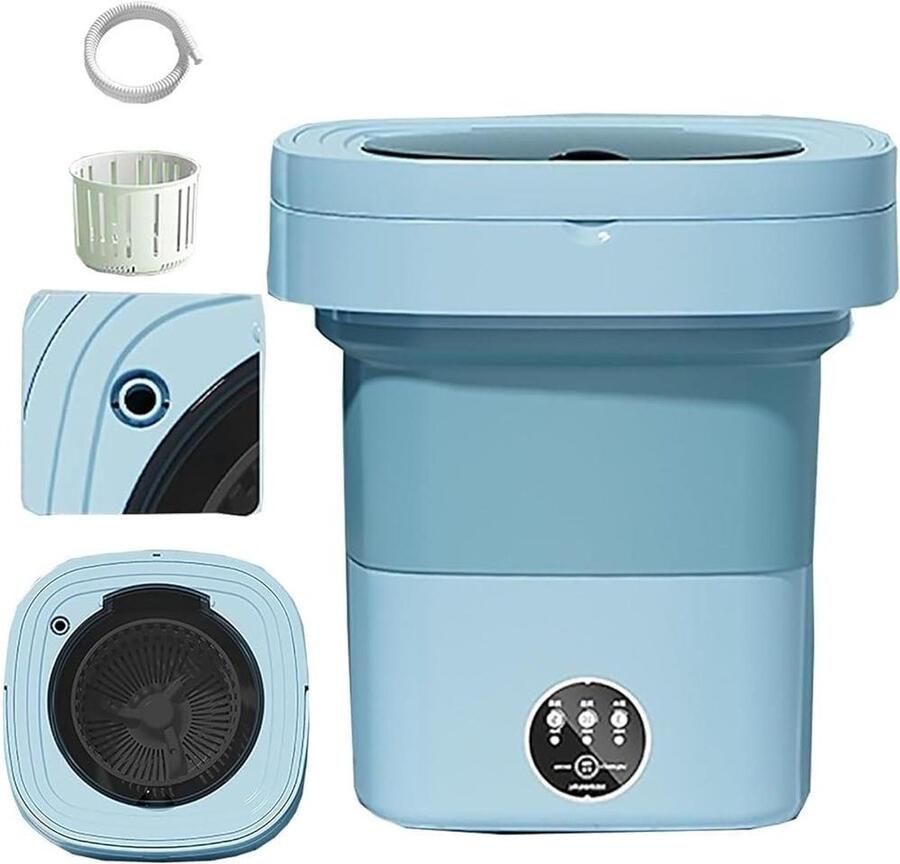 Draagbare Mini Wasmachine Opvouwbare Wasmachine Reiswasmachine Licht Textiel Wassen Ruimtebesparend Opvouwbaar Ontwerp 15 Liter Capaciteit Wit