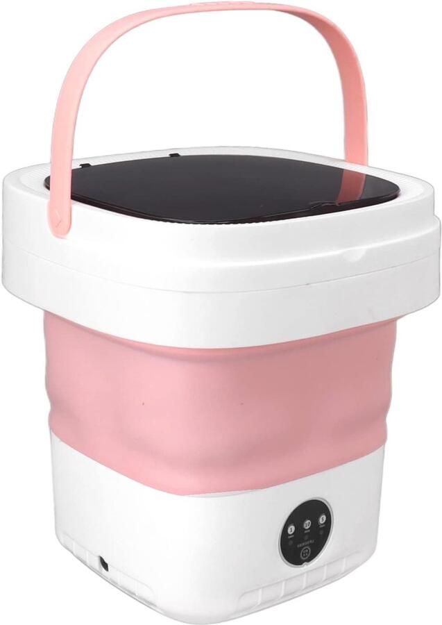 Draagbare Mini Wasmachine Opvouwbare Wasmachine Snel Ondergoed Wassen Zachte Drogingfunctie 75 Liter Capaciteit Roze