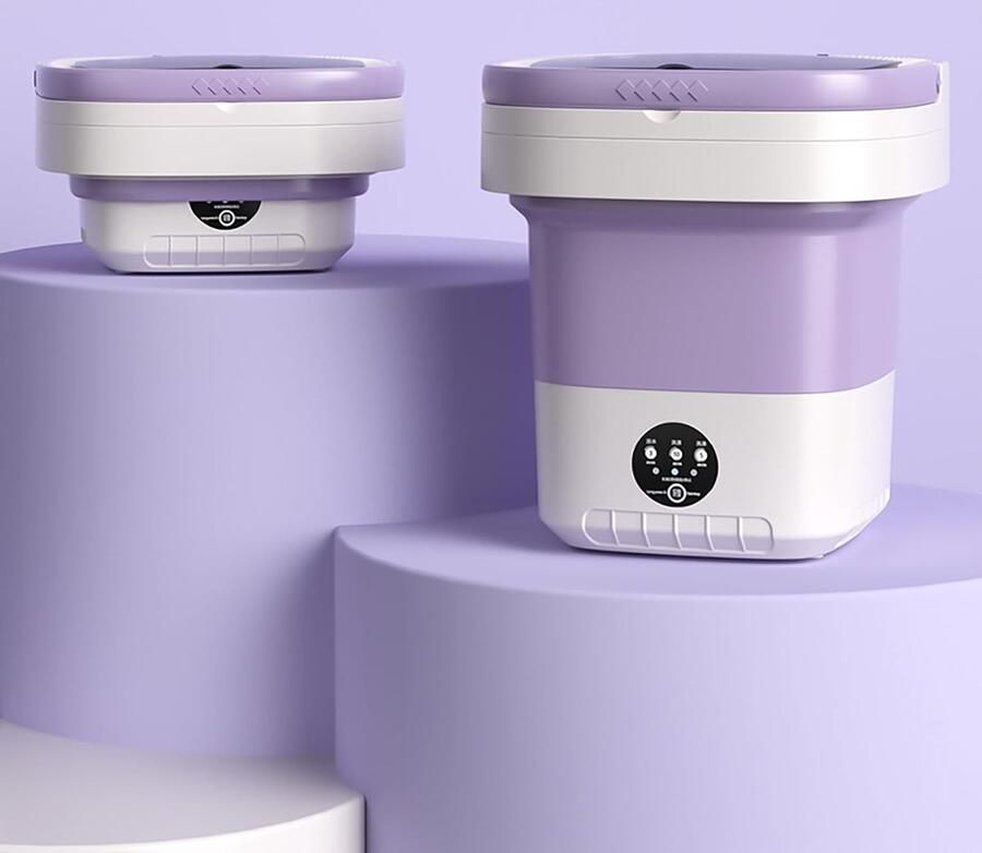Draagbare Mini Wasmachine Opvouwbare Wasmachine Thuis en Reis Opvouwbaar Ontwerp 12 Liter Lila
