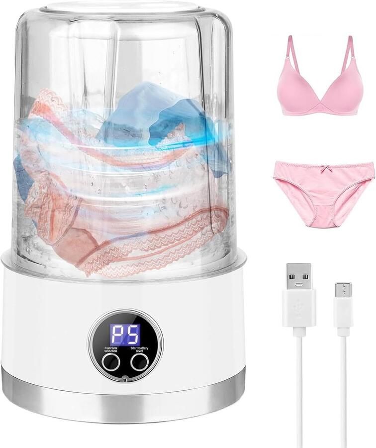 Draagbare Mini Wasmachine Reis Wasmachine Ondergoed Hygiënisch Wassen 360 Graden Reiniging 1 Liter Wit
