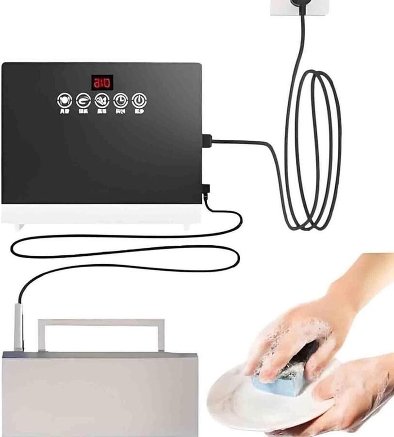 Draagbare Vaatwasser Huishoudelijke Afwasmachine Vaat Groenten Wassen Touchscreen Bediening Compact Formaat Zilver