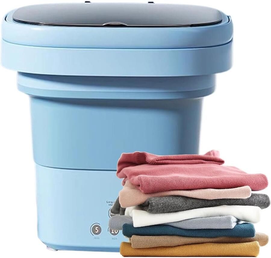 Draagbare Was Unit Opvouwbaar Apparaat Kleding Reinigen Geluidsarme Motor 6 Liter Capaciteit Blauw