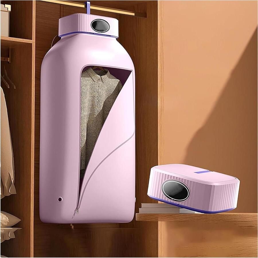 Draagbare Wasdroger Compacte Droger Snel Kleding Drogen Met UV Ontsmetting Instelbare Timer Roze