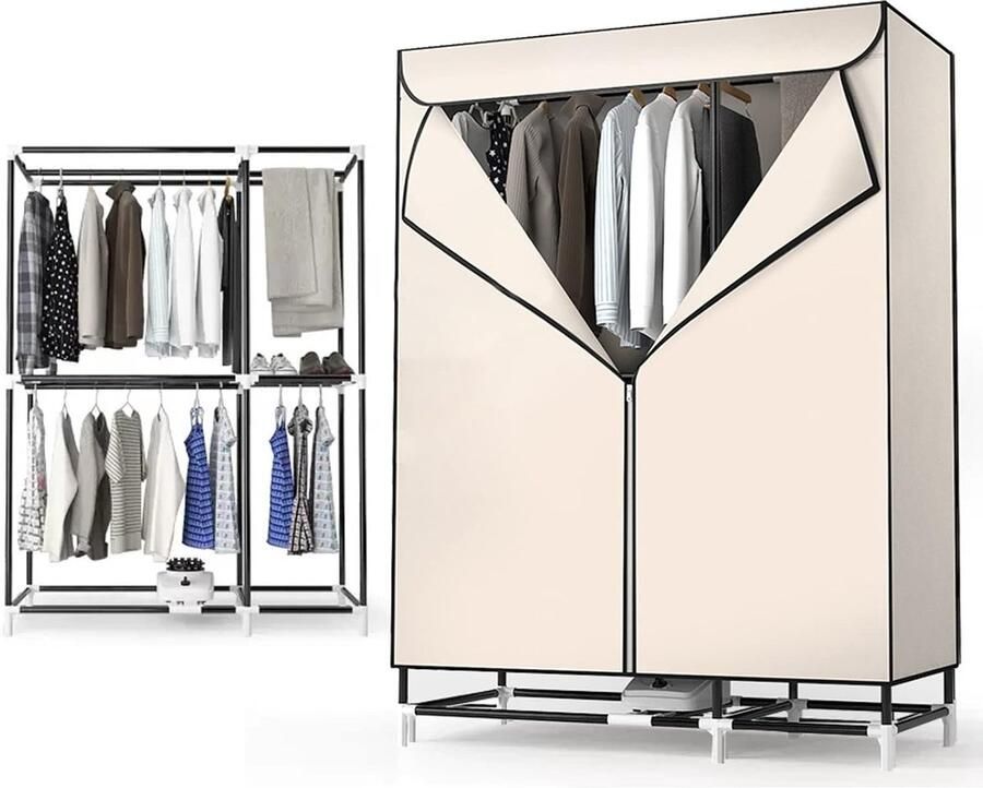 Draagbare Wasdroger Elektrische Droger Snel Kleding Drogen Stille Warme Lucht 100x45x145cm Beige