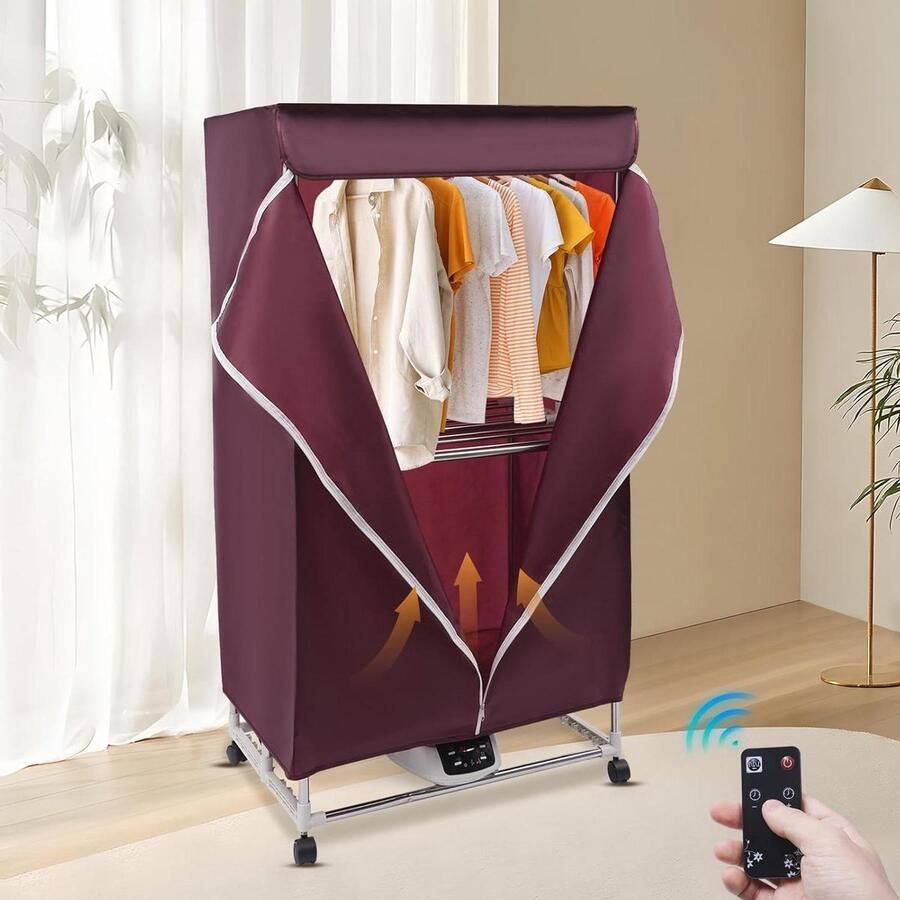 Draagbare Wasdroger Elektrische Mini-Droger Kleding Snel Drogen Inklapbaar Ontwerp 150 cm Hoog Rood