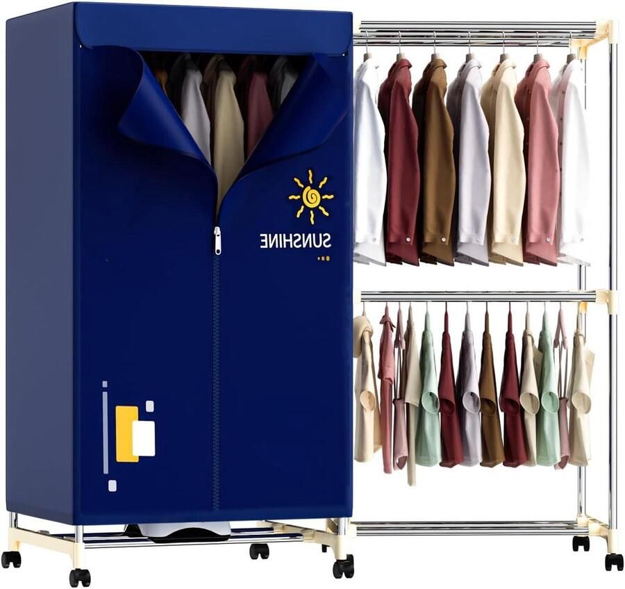 Draagbare Wasdroger Kledingdroger Compact Snel Kleding Drogen Dubbele Laags Ontwerp 150 cm Hoog Grijs