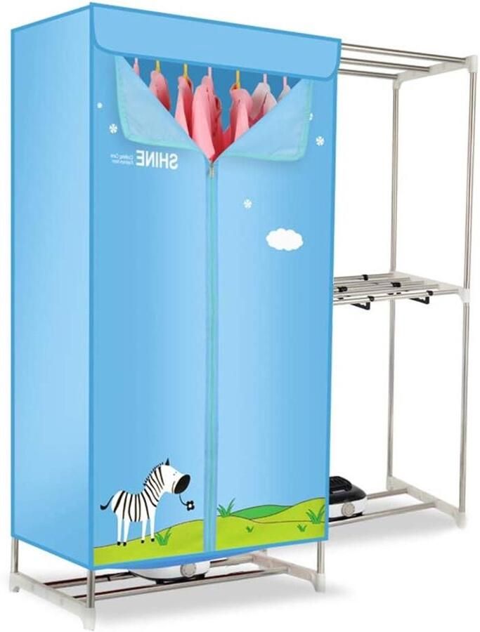 Draagbare Wasdroger Kledingdroger Kast Snel Kleding Drogen Anionen Reiniging 70 x 45 x 145 cm Blauw
