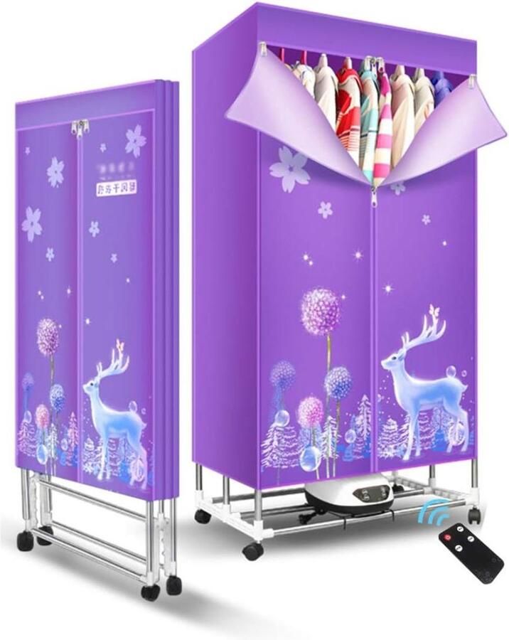 Draagbare Wasdroger Kledingdroger Kast Snel Kleding Drogen Inklapbaar Ontwerp 75 x 50 x 150 cm Paars