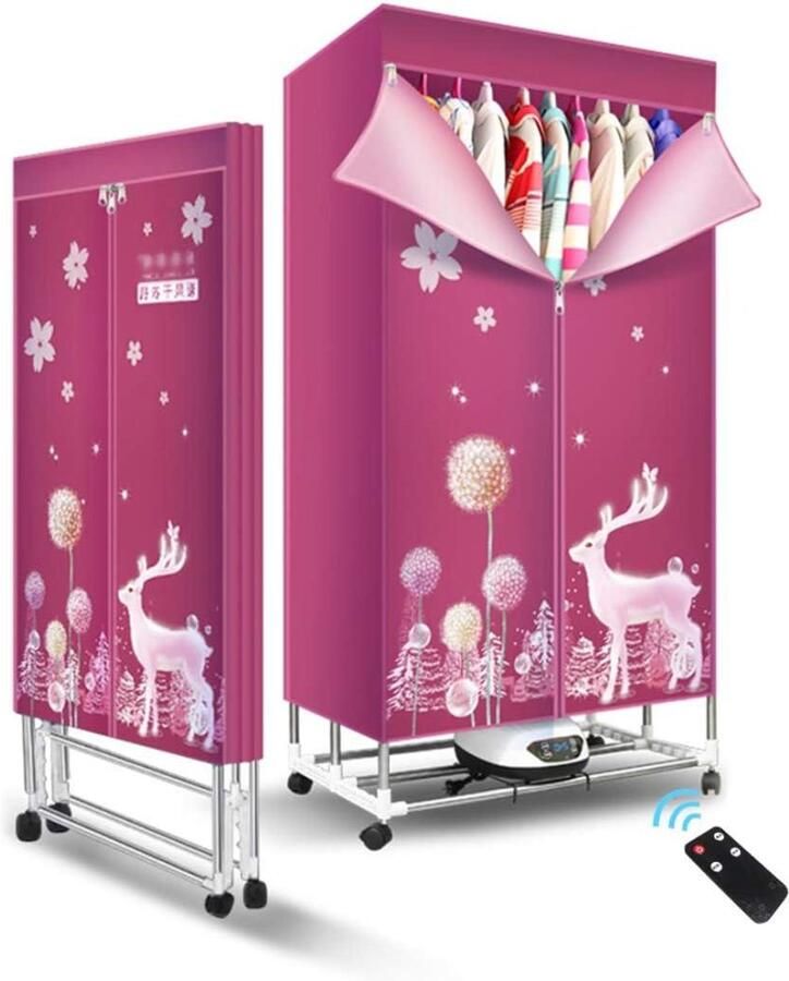 Draagbare Wasdroger Kledingdroger Kast Snel Kleding Drogen Opvouwbaar Ontwerp 75 x 50 x 150 cm Dieprood