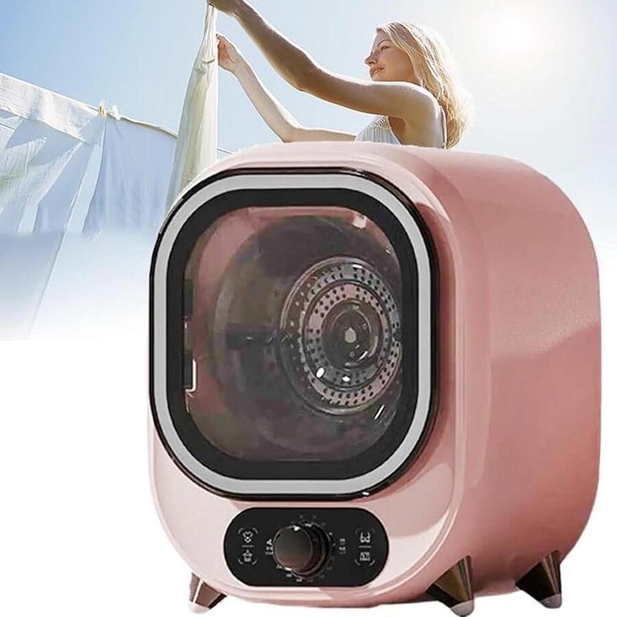 Draagbare Wasdroger Mini Condensdroger Kleding Drogen Dubbele Temperatuurregeling 5 kg Roze