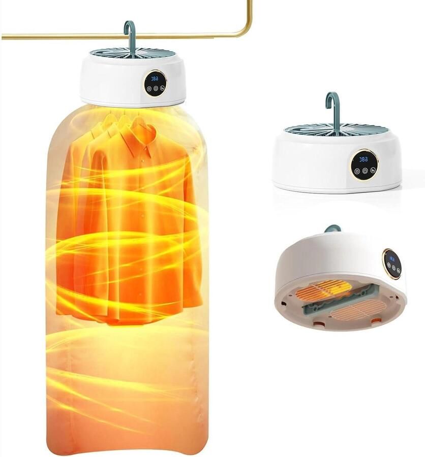 Draagbare Wasdroger Mini Droger Kleding Snel Kleding Drogen 3D Circulatietechnologie 600w Wit