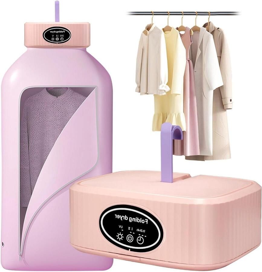 Draagbare Wasdroger Mini Vouwdroger Kleding Drogen UV Sterilisatie 10 Kledingstukken Wit