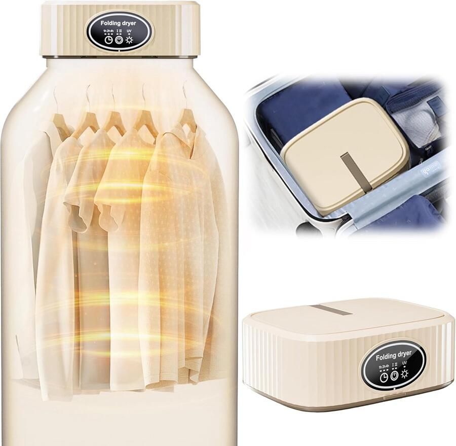 Draagbare Wasdroger Mini Kledingdroger Snel Drogen Instelbare Timer Compact Formaat Khaki