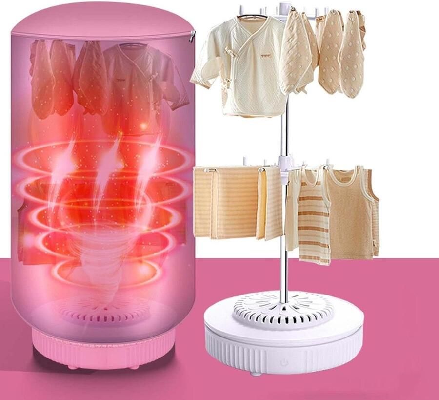 Draagbare Wasdroger Reisdroger Droogmachine Snel Kleding Drogen Met Strijkfunctie 10 Kilogram Capaciteit Roze