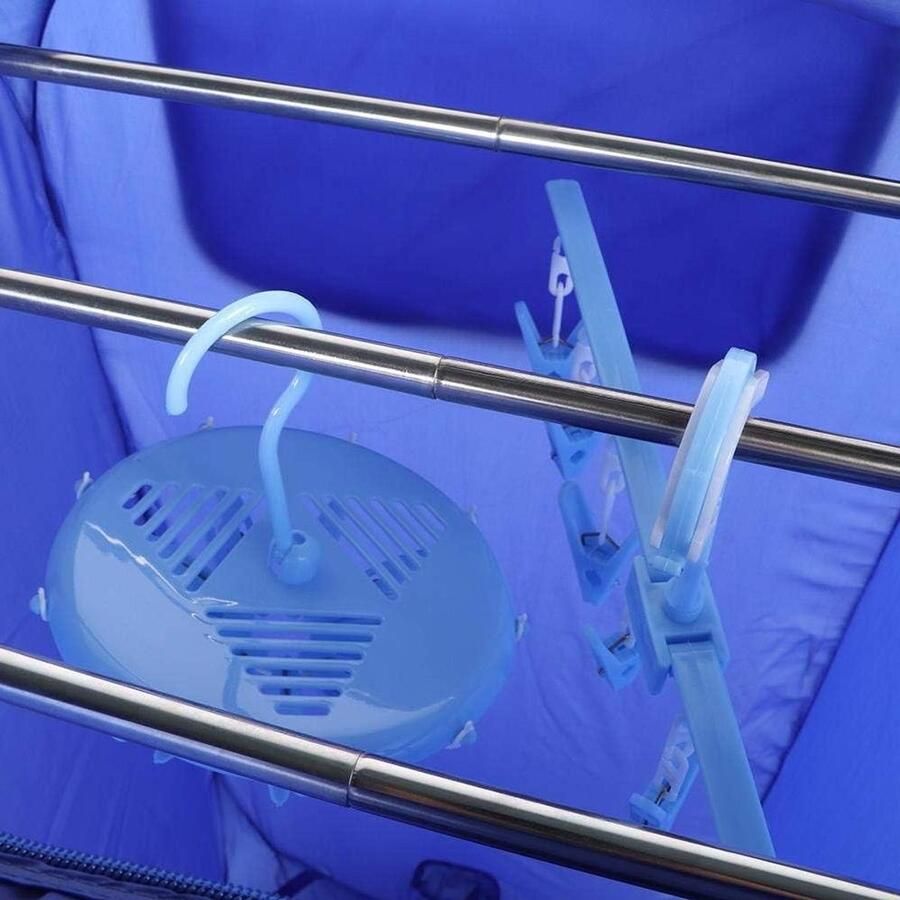 Draagbare Wasdroger Vouwbare Kledingdroger Snel Kleding Drogen Stille Ventilator 50x50x90 cm Blauw