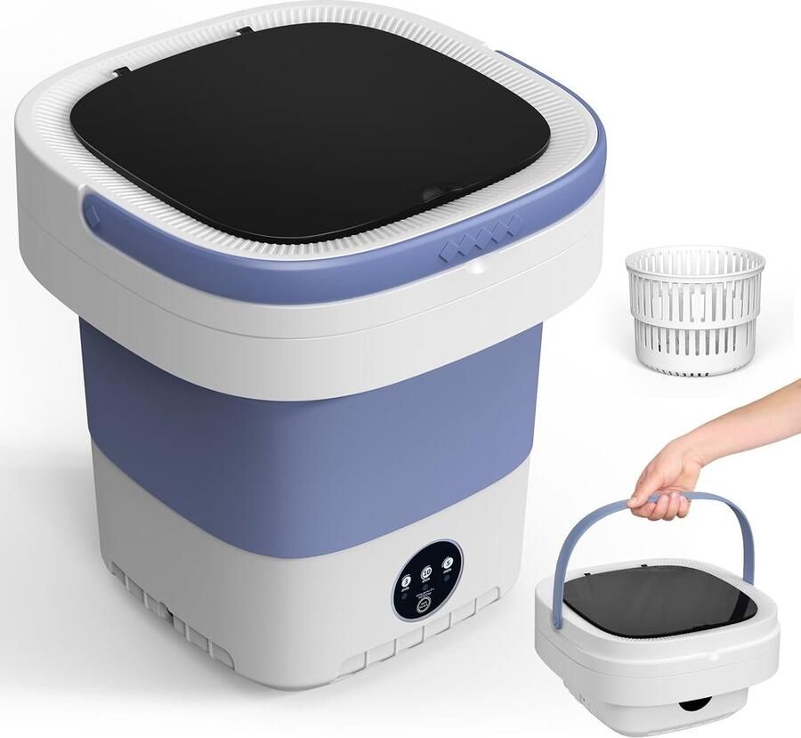 Draagbare wasmachine 12L geüpgradede mini-wasmachine met centrifugemand opvouwbare wasmachine voor het reinigen van ondergoed babykleding sokken en kleine artikelen kleine wasmachine (Paars)