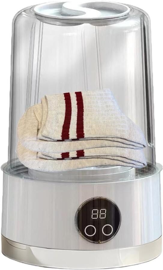Draagbare wasmachine Compact apparaat Ondergoed babykleding Digitaal display oplaadbaar 13 x 13 x 13 cm Wit