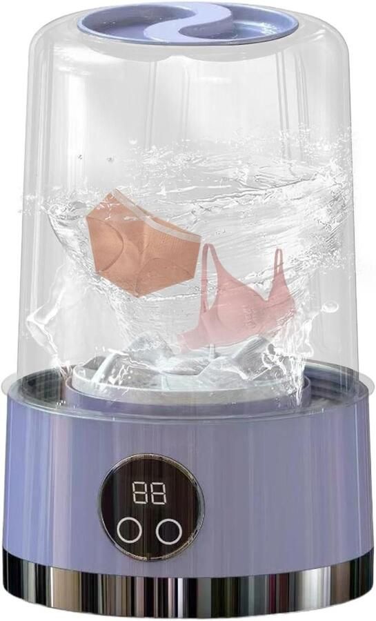 Draagbare Wasmachine Compacte Reiniger Klein Ondergoed Wassen Draadloos Opladen 14 x 14 x 14 cm Purper