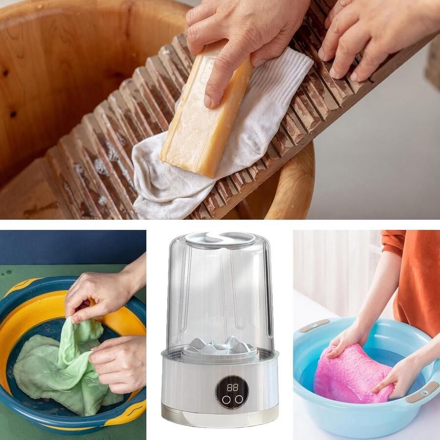 Draagbare Wasmachine Compacte Reiniger Ondergoed Wassen Op Batterijen Werkt 13x13x13cm