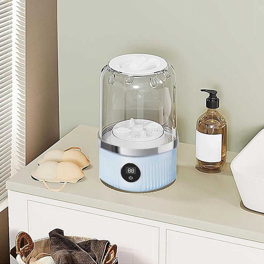 Draagbare Wasmachine Compacte Reiswasser Snel Ondergoed Wassen Ultrasone Reiniging 21.5 cm Wit