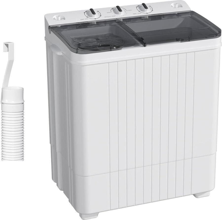 Draagbare Wasmachine Compacte Twin Tub Thuis Wassen Dubbele Wasbak 127 kg Capaciteit Grijs
