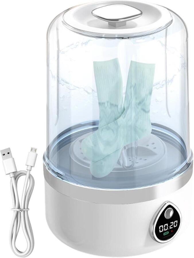 Compacte Wasmachine Mini Wasmachine Kleding Reinigen USB Aangedreven 14 x 14 x 14 cm Wit