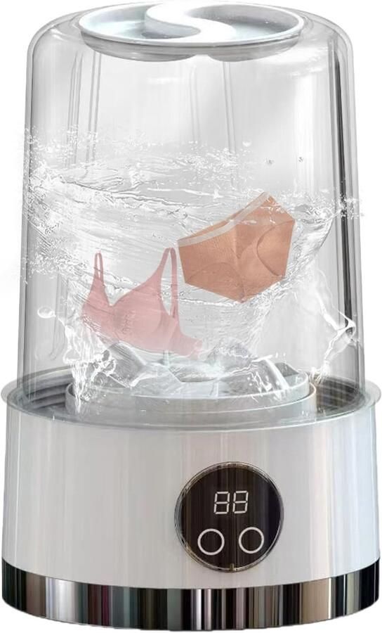 Draagbare wasmachine Kleine wasautomaat Ondergoed reinigen Draadloos stil gebruik 14 x 14 x 14 cm Wit