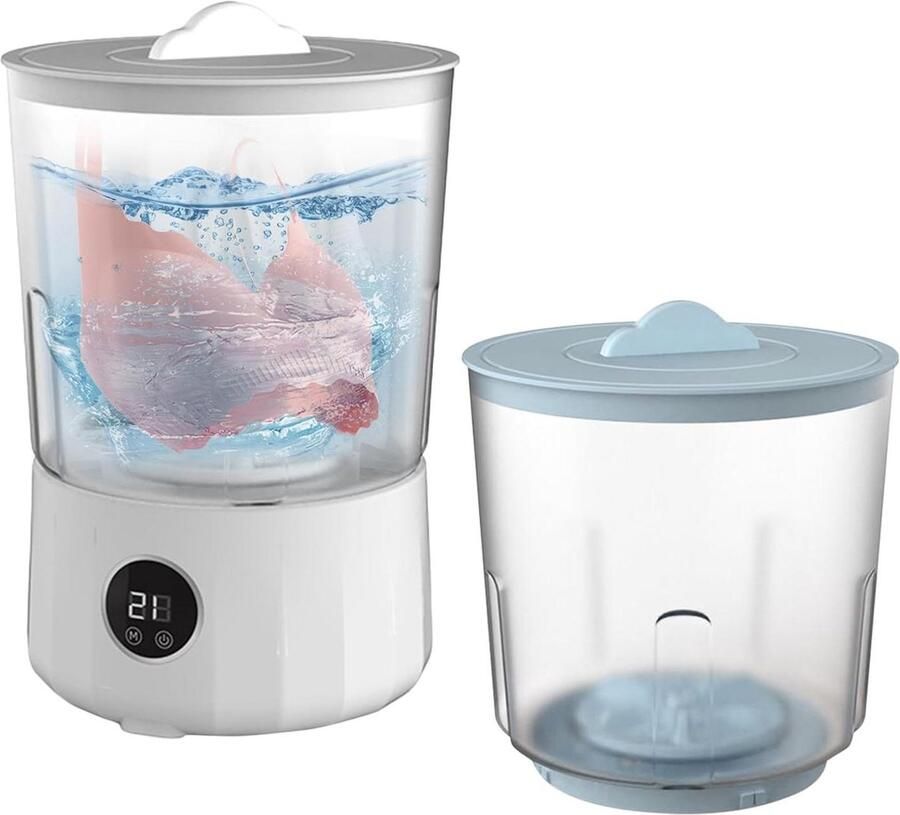 Draagbare Wasmachine Kleine Wasmachine Ondergoed Wassen Dubbele Tub Compact Design Wit Blauw