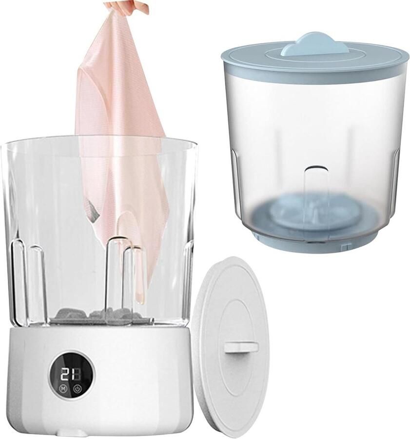 Draagbare Wasmachine Kleine Wasmachine Reizen en Appartement Dubbele Kuip Systeem 1.5 Liter Wit