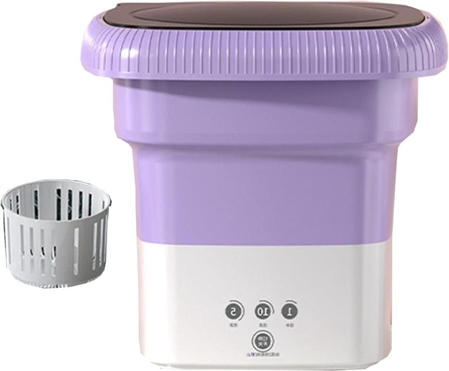 Draagbare Wasmachine Mini Opvouwbaar Kleine Kleding Wassen Opvouwbaar Emmerontwerp 5KG Capaciteit Paars