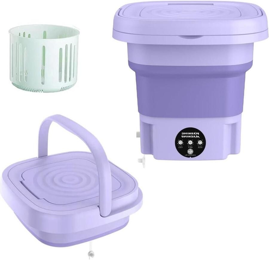 Draagbare Wasmachine Mini Opvouwbaar Kleine Was Automatische Lazy Person 8L Capaciteit Paars