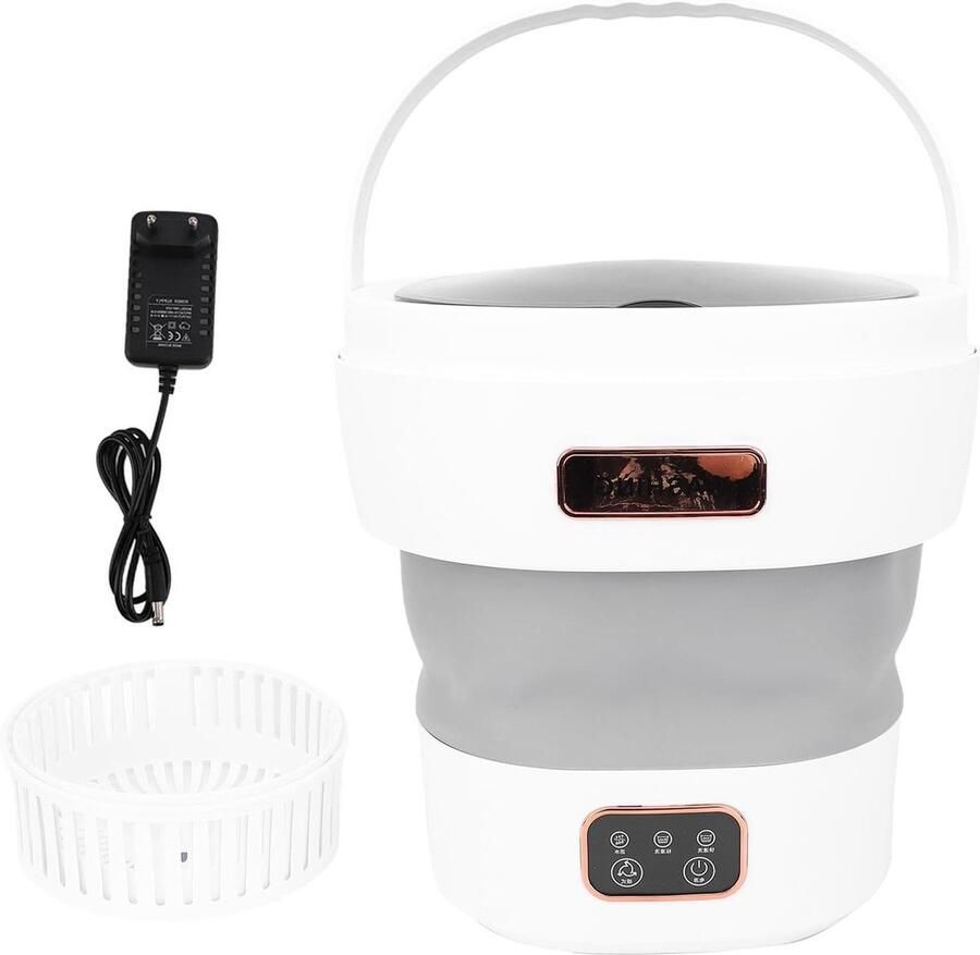 Draagbare Wasmachine Mini Opvouwbaar Kleine Wasjes Automatische Afvoer 12 Liter Wit